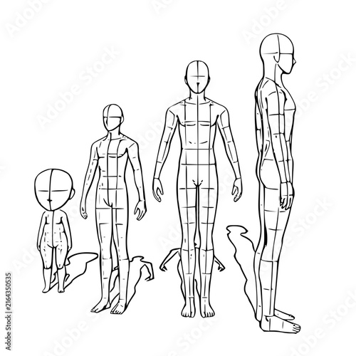 Line art group of people team outline vector illustration