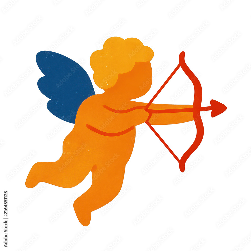 Naklejka premium PNG Colorful cherub with bow