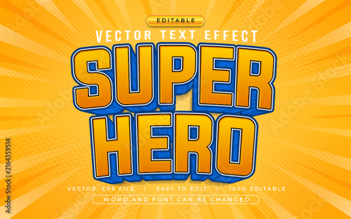Super Hero 3D editable text effect style - Premium Vector