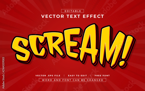 Scream 3D editable text effect style - Premium Vector