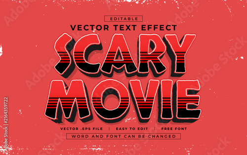 Scary Movie 3D editable text effect style - Premium Vector
