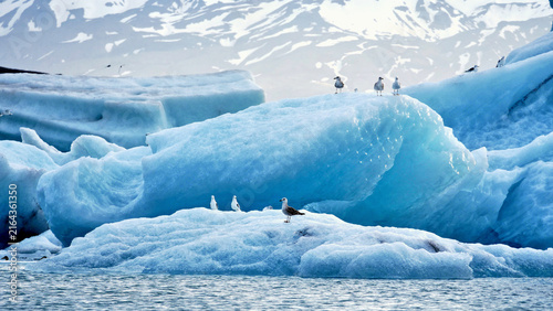 Ice floes on a lake in Iceland, abstract landscape