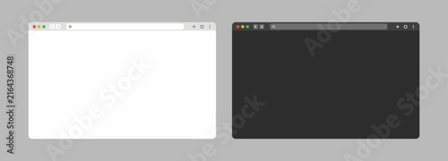 Modern Web Browser Window Mockup Set. Blank White and Dark Browser Interface Templates for Website, Web Page and User Interface Design Vector Illustration.