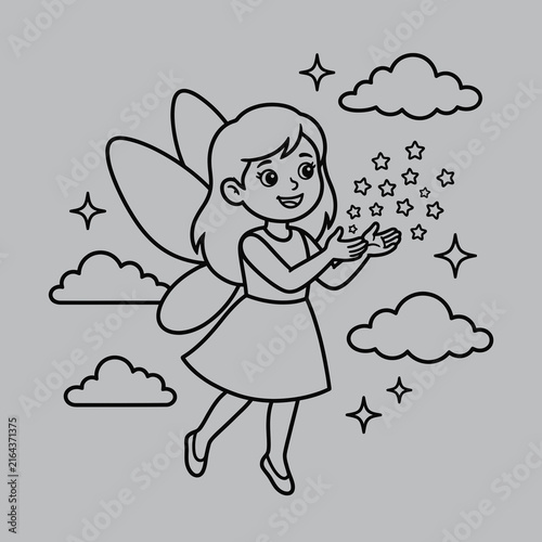 Playful Fairy Tossing Magical Stars Art And Illustration
