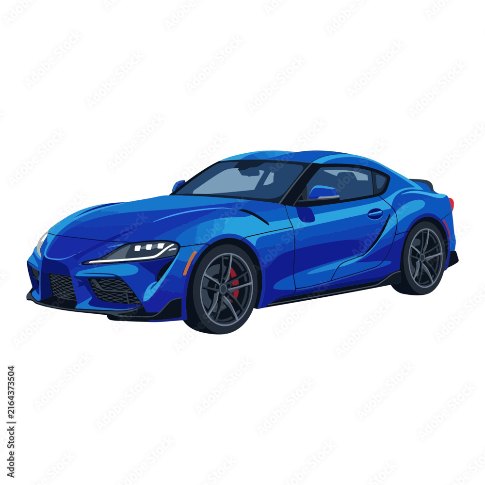 Naklejka premium Blue Sports Car Coupe - Modern Automotive Design