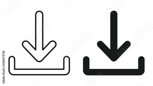 Download icons outline and solid filled vector graphics representing file upload arrow pointing into a tray