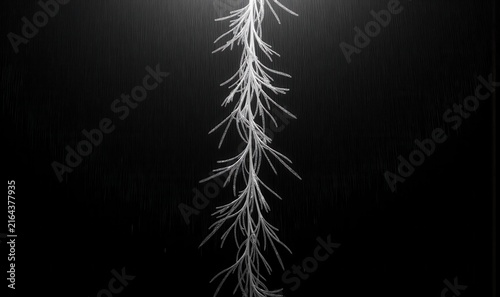 Glowing White Root Branch Pattern on Black Background - Abstract Nerve Network Concept