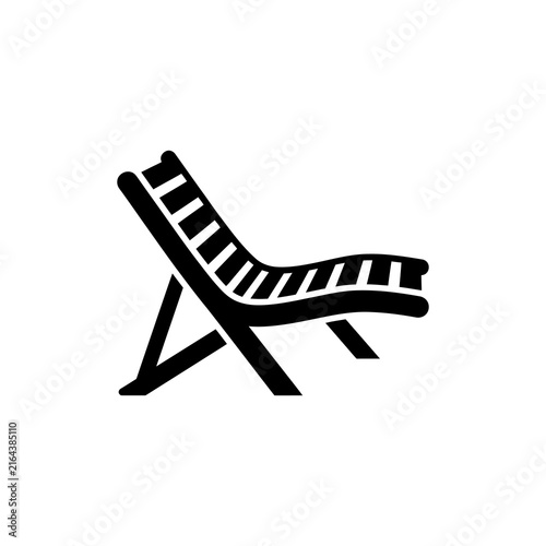 Canvastavla Minimalist black icon of a deck chair for summer relaxation.