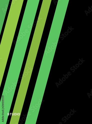Abstract green diagonal stripes pattern background with dark space for design