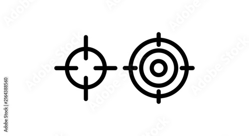 Crosshair and target reticle scope line art icons set with crosshair illustration collection military strategy precision accuracy position location navigation minimalist pictogram
