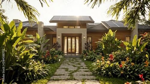 House with rooftop solar panels