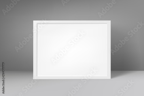 horizontal picture frame a4 on the wall. 3d vector mockup