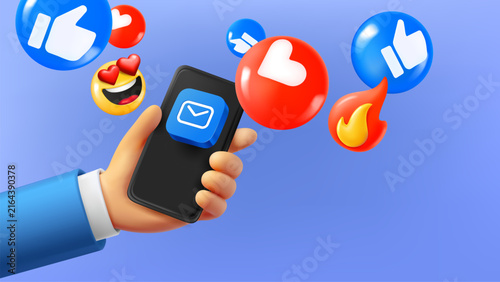 Using mail application concept. 3d vector banner with copy space