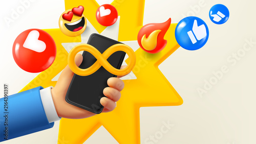 Endless social media traffic. 3d vector illustration