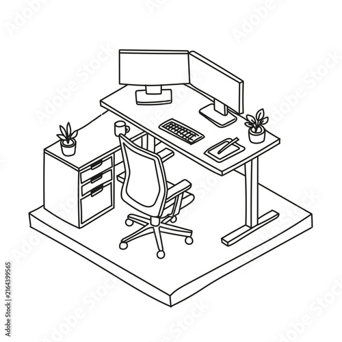 Isometric Creative Designer Workspace With Drafting Table Laptop Noticeboard And Accessories