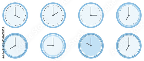 Vector set of analog clock that show the time.
