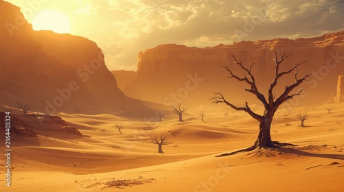 Arid Landscape: A stark desert landscape unfolds under a dramatic sky.