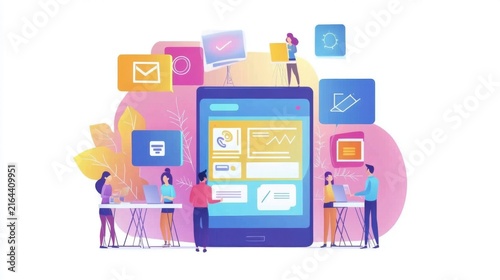 people working on mobile app development