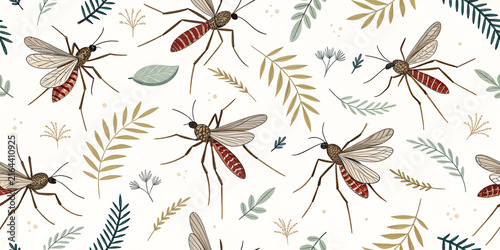seamless pattern with mosquitos
