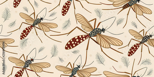 seamless pattern with mosquitos