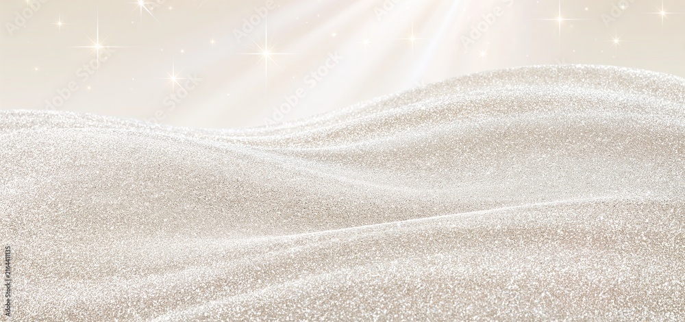 Fototapeta premium Warm-toned festive background with shimmering silver glitter creating a luxurious celebration ambiance.