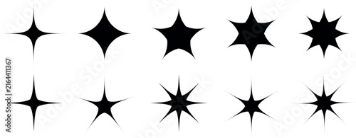 Vector set of different twinkling and sparkles icons on white