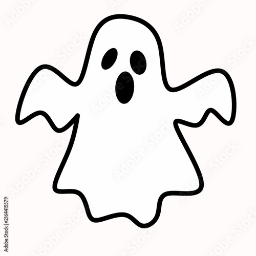 Surprised White Ghost Character Floating Isolated Vector Illustration