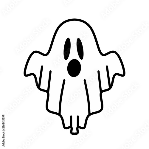 Surprised White Ghost Character Floating Isolated Vector Illustration