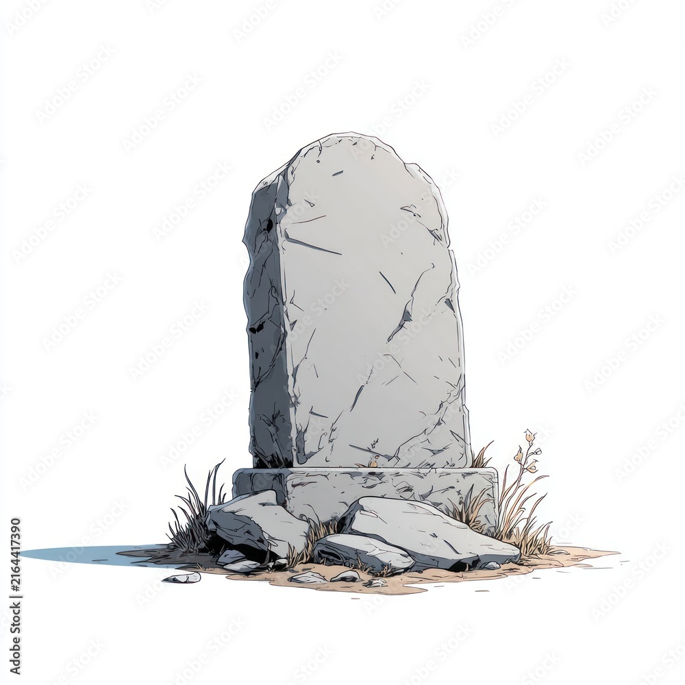 Fototapeta premium Ancient stone monument illustration.