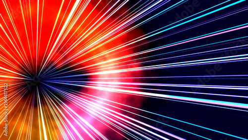 Fotografie A dynamic 3D render showcasing a powerful light burst pattern emanating from a c