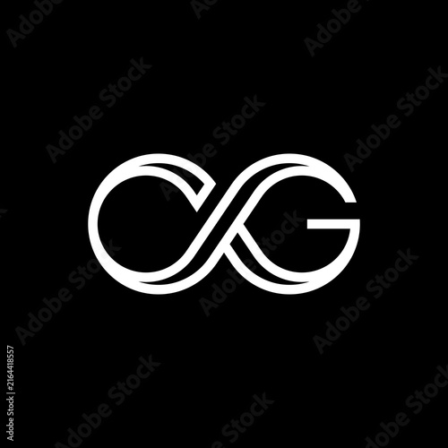 Unique, modern, and futuristic 'CG or GC' infinity loop lettermark. Elegant double-line style, ideal for software engineering, cloud tech, and media.