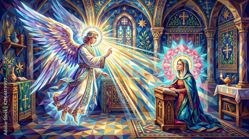 Fototapeta premium angel appearing before mary with a message