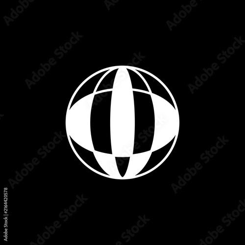 Unique, modern, and futuristic vertical 'W' globe mark. Elegant geometric pattern, ideal for satellite networks, telecom, and tech.