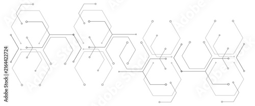 Vector futuristic digital hexagonal line and dot geometric science  pattern network technology abstract background