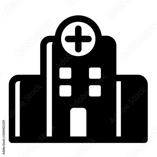 Hospital Building with Medical Cross 