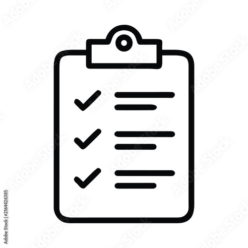 Checklist icon with check marks isolated on white background for task management and planning.
