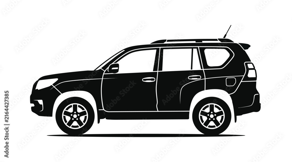 Fototapeta premium SUV Side Profile Vector Silhouette