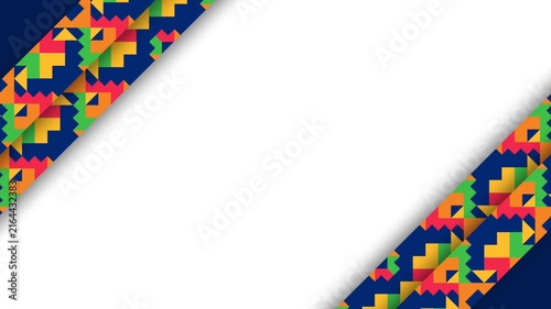 Mexican Folk Art Inspired Colorful Geometric Frame Background for Hispanic Heritage Month.