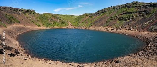 Fotografie Kerid is a volcanic crater lake located in the Grimsnes area in south Iceland, along the Golden Circle