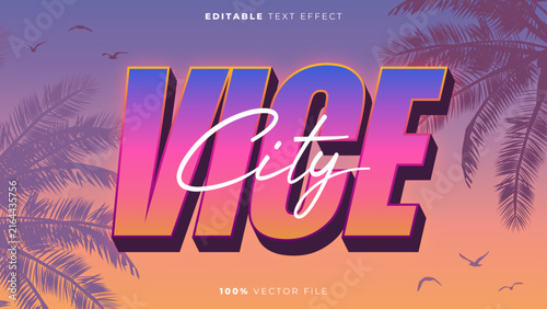 Foto Vice City Style Editable Display Vector Text Effect