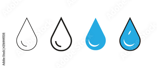 Editable Waterdrop vector icon set. Rain drip liquid logo.