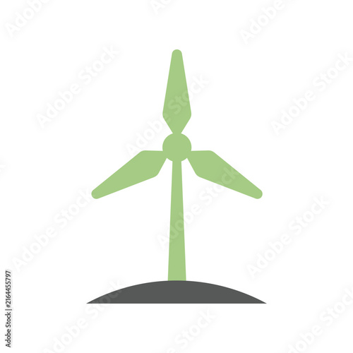 Wind turbine icon representing renewable energy on white background