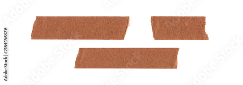 Three brown adhesive tape strips arranged in a simple horizontal pattern