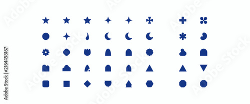 Abstract geometric shapes collection on white background minimal graphic element set simple modern design.