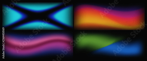 Futuristic fluid light motion backgrounds with glowing blue and purple neon waves on dark space for electronic display.
