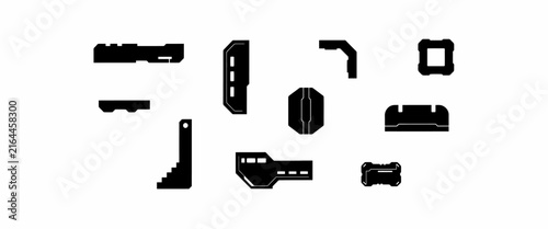 Set of vector elements for hud and ui design, different shapes for modern futuristic interface.