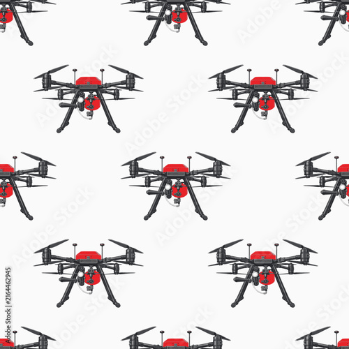 UAV for Firefighting. Fire Wildfire Drone Seamless Pattern. AI