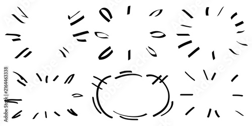 Vector hand drawn collection of design elements for emphasis text in comic style
