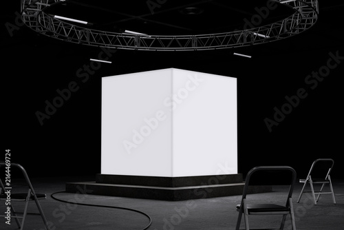 White cube display pedestal for mockup template