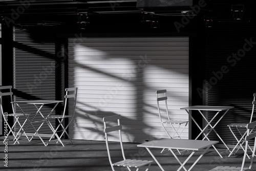 Cafe terrace wide shot for mockup template